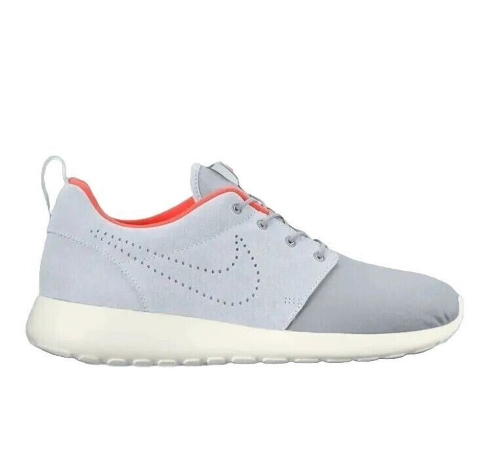 NIKE ROSHE RUN PREMIUM PURE PLATINUM GREY HYPER ORANGE SZ‎ 9.5